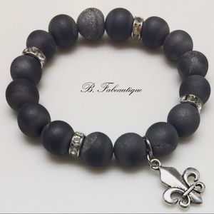 Druzy Quartz Fleur de Lis Bracelet